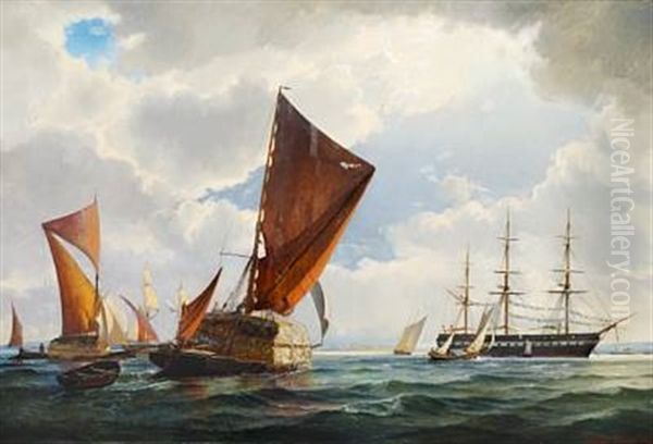 Tidlig Morgen I Kanalen Oil Painting by Holger Henrik Herholdt Drachmann