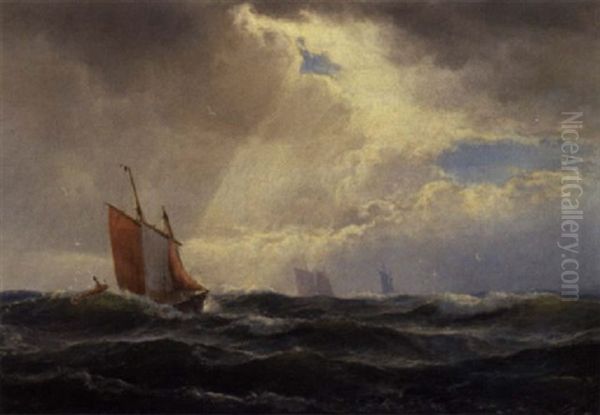 Franske Fiskere I Kanalen Oil Painting by Holger Henrik Herholdt Drachmann