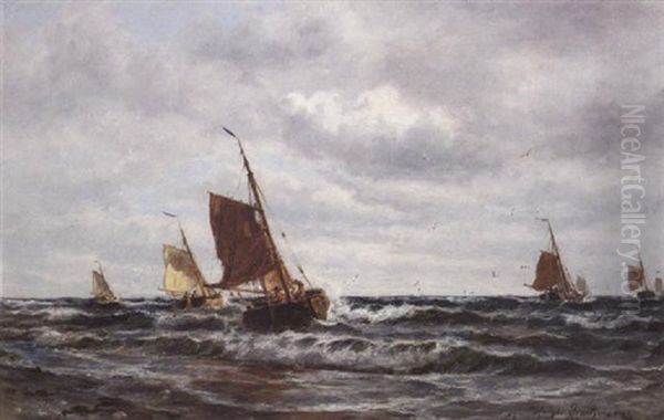 Fiskebade Ud For Scheveningen Oil Painting by Holger Henrik Herholdt Drachmann