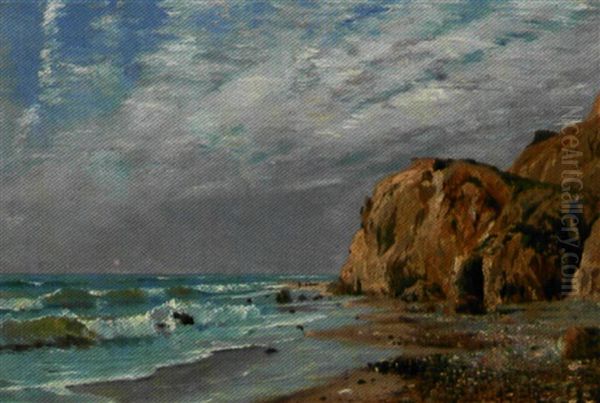 Kystparti Med Bolger, Der Ruller Mod Stranden Oil Painting by Holger Henrik Herholdt Drachmann