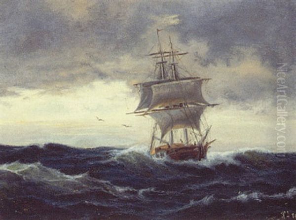 Marine Med Tomaster Oil Painting by Holger Henrik Herholdt Drachmann