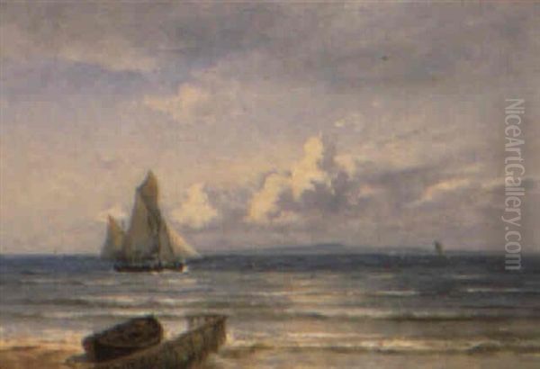 Marine Med Sejlskibe I Oresund Oil Painting by Holger Henrik Herholdt Drachmann