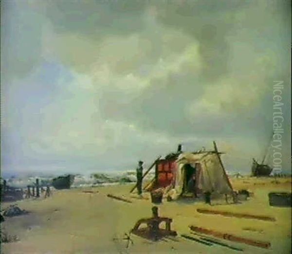 Pa Skagen Strand Oil Painting by Holger Henrik Herholdt Drachmann