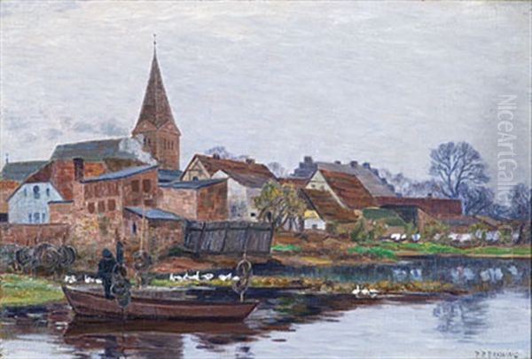 Novembertag In Schwaan Oil Painting by Peter Paul Draewing