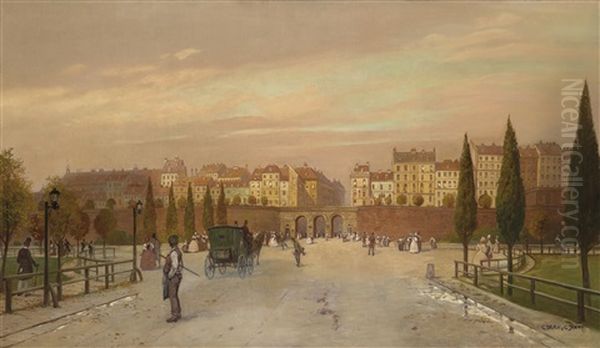 Blick Vom Glacis Gegen Das Schottentor Und Die Wiener Innenstadt Oil Painting by George Drah