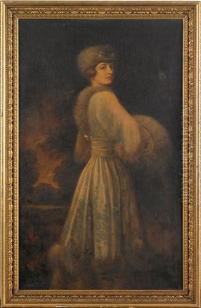 Portrait Of Lucille Carter Polk Oil Painting by Charles E. Drake