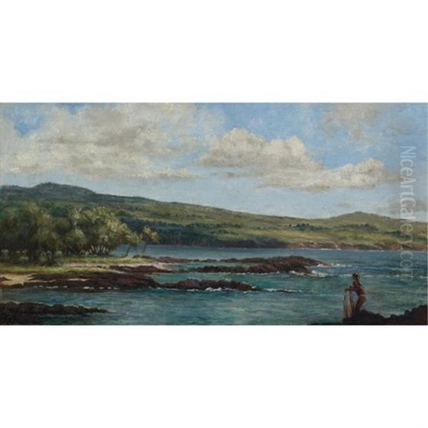 Casting A Net, Hawaii Oil Painting by Helen Thomas Dranga