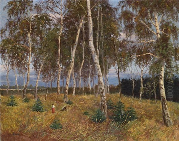 Birkenwald Oil Painting by Richard Drasche-Wartinberg