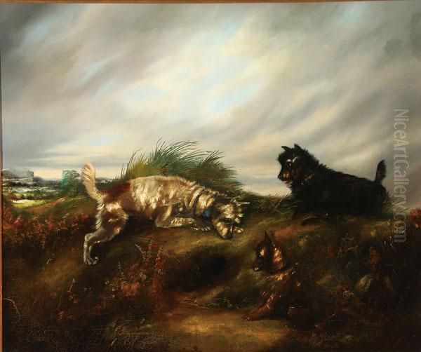 Terriers On The Scent Oil Painting by George Armfield