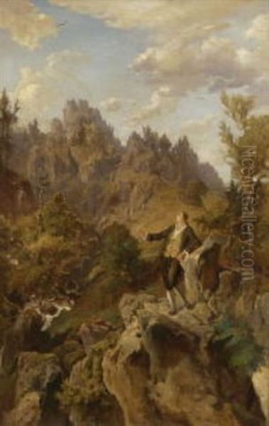 Schillers Spaziergang Oil Painting by Heinrich (Franz-Dreber) Dreber