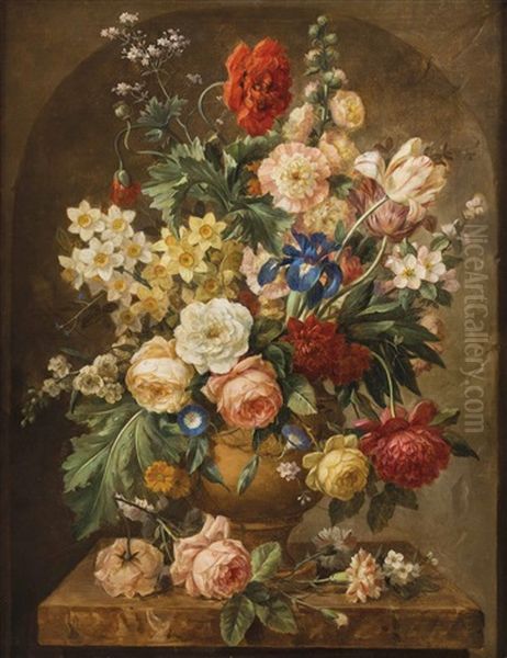 Blumenstuck Oil Painting by Johann Baptist Drechsler