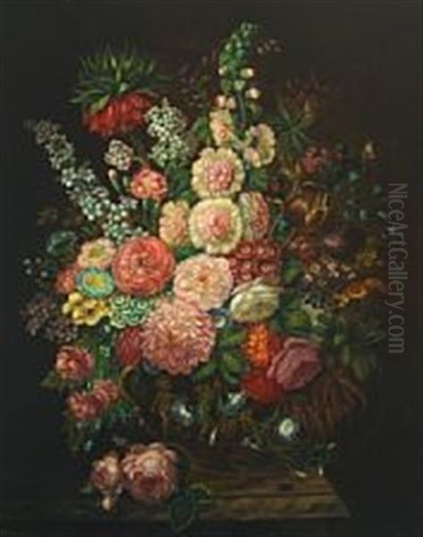 Still Life With Flowers Oil Painting by Johann Baptist Drechsler