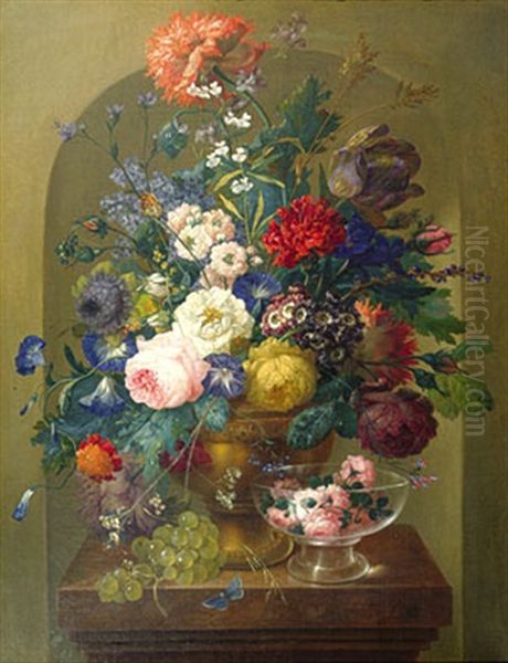 Blumenstilleben Oil Painting by Johann Baptist Drechsler