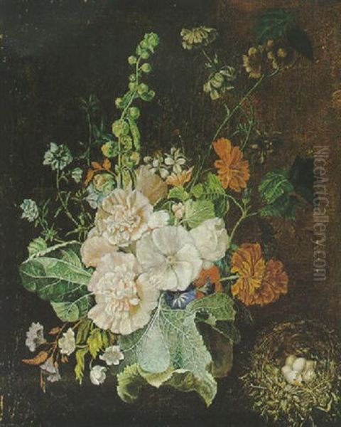 Blumenstraus In Einer Vase Oil Painting by Johann Baptist Drechsler