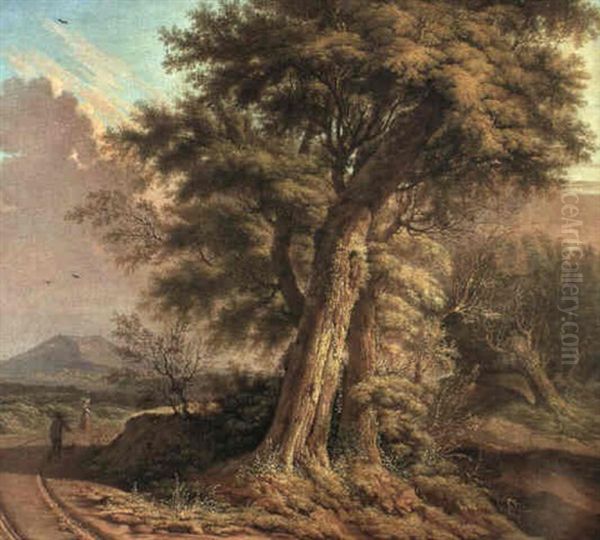 Paysage Au Chemin Oil Painting by Johannes Van Drecht