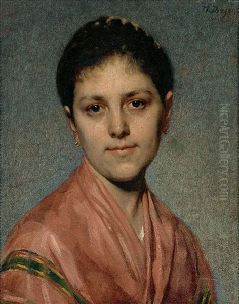 Portrait Einer Jungen Frau Mit Direktem Blick Zum Betrachter Oil Painting by Tom von Dreger