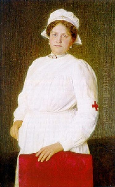 Portrait Der Erzherzogin Maria Josepha Oil Painting by Tom von Dreger