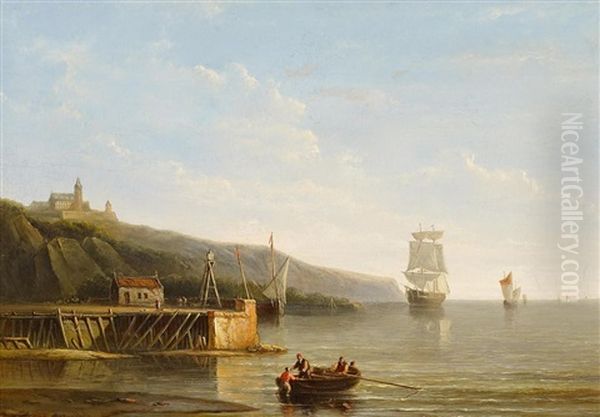 Segler Vor Kustenlandschaft Oil Painting by Christiaan Lodewijk Willem Dreibholtz