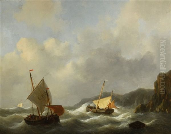 Seascape Oil Painting by Christiaan Lodewijk Willem Dreibholtz