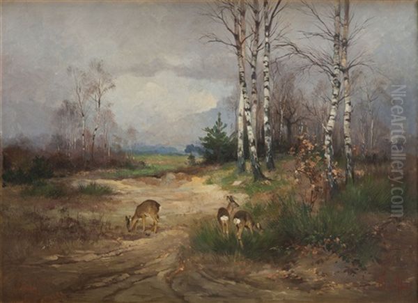 Forest Glade In The Morning Oil Painting by Hans Dressler