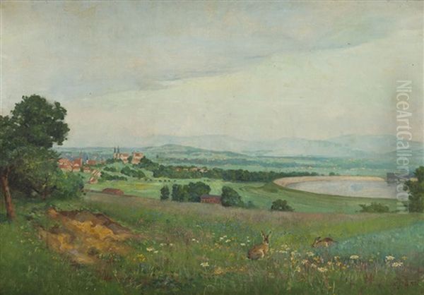 Silesian Landscape Oil Painting by Hans Dressler