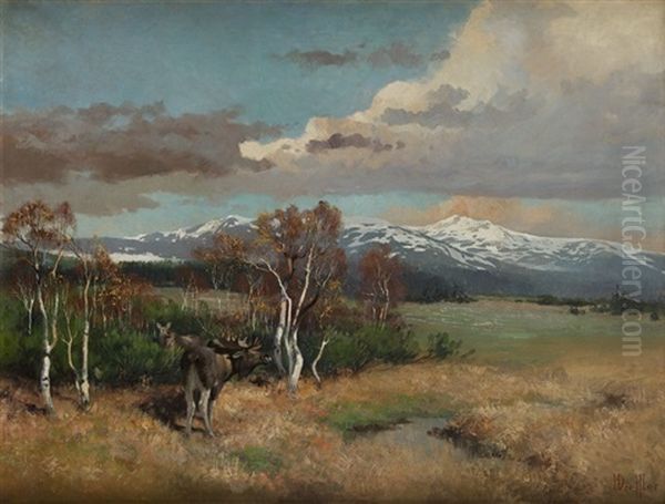 Landscape With Sniezka Oil Painting by Hans Dressler