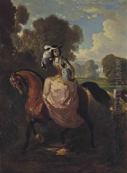 La Vie De Chateau Oil Painting by Alfred De Dreux