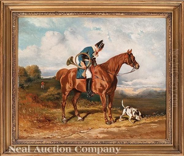 Fox Hunting Scene Oil Painting by Alfred De Dreux