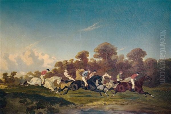 Derby Oil Painting by Alfred De Dreux