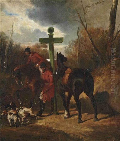 Halte De Chasseurs Oil Painting by Alfred De Dreux