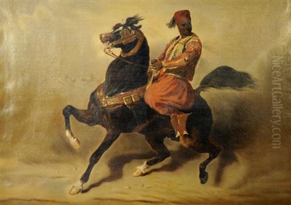 Cavalier En Fantasia Se Retournant A Gauche by Alfred De Dreux