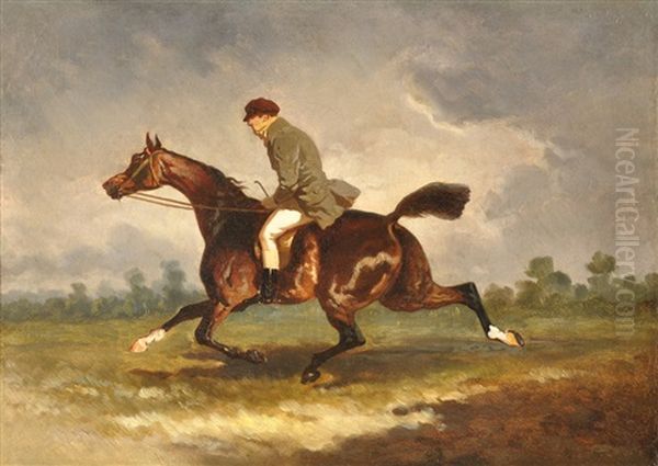 Jinete A Caballo Fondo De Paisaje Oil Painting by Alfred De Dreux