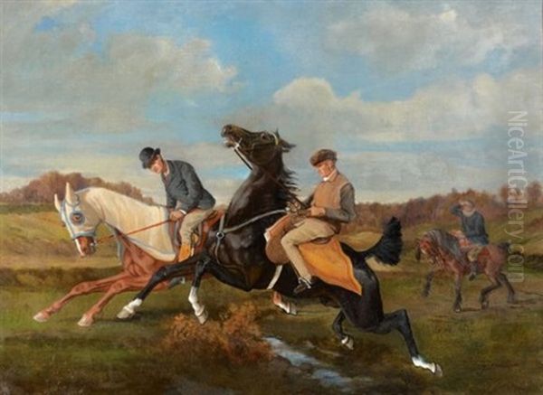 Cavaliers Sur Leurs Montures Oil Painting by Alfred De Dreux