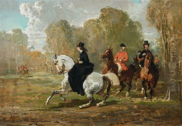 L'arrivee Au Rendez-vous Oil Painting by Alfred De Dreux