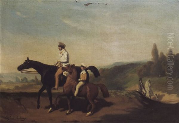 Reiter In Landschaft Oil Painting by Alfred De Dreux