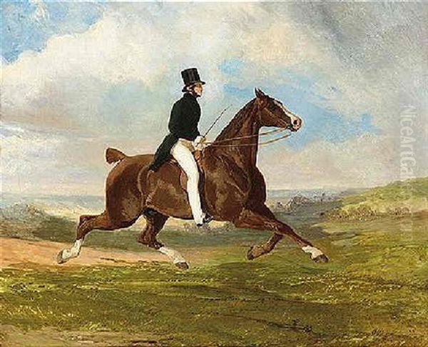 Leonce, Vicomte Edouard Du Flajey Au Trot Oil Painting by Alfred De Dreux