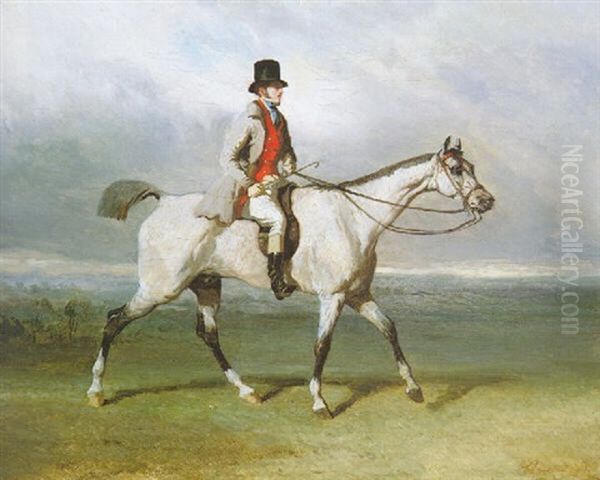 Noble Man On Horseback Oil Painting by Alfred De Dreux