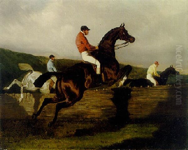 Over De Fence Oil Painting by Alfred De Dreux