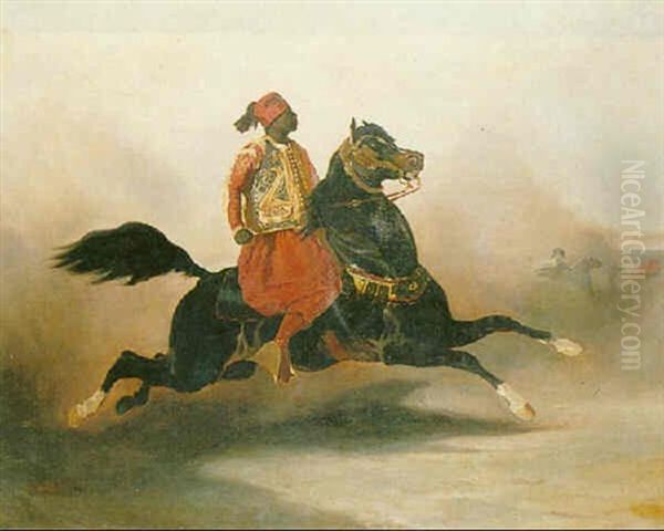 North African Warrior On His Charger by Alfred De Dreux