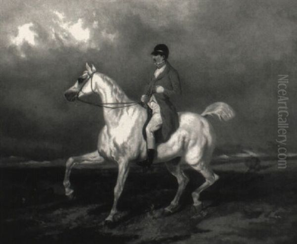 Gent On White Horse Oil Painting by Alfred De Dreux