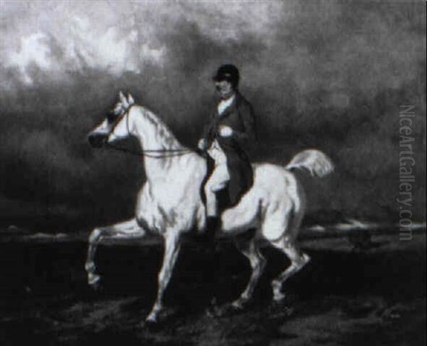 Gent On White Horse Oil Painting by Alfred De Dreux