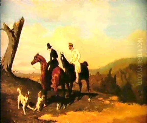 A Country Ride Oil Painting by Alfred De Dreux