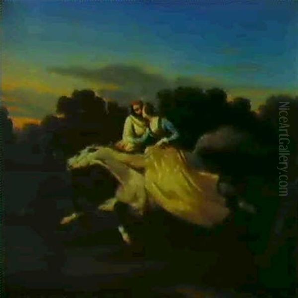 Le Baiser Au Galop Oil Painting by Alfred De Dreux