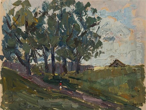 Walking Through The Field Oil Painting by Aleksandr Davidovitch Drevin