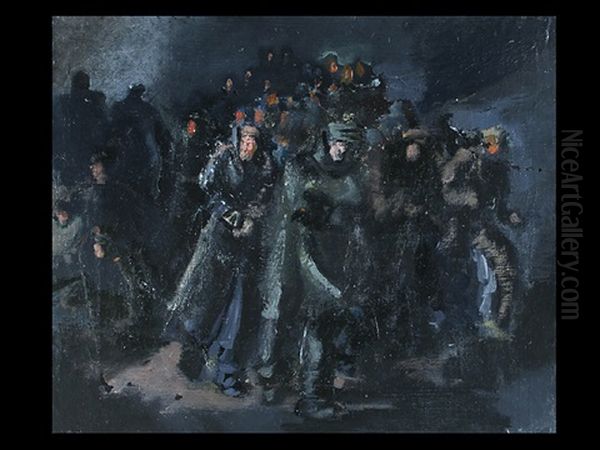 Die Gruppe Oil Painting by Aleksandr Davidovitch Drevin