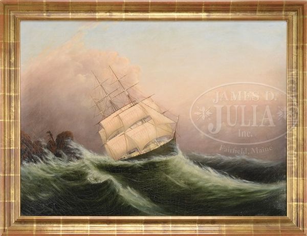 Ship In Distress Oil Painting by Clement Drew