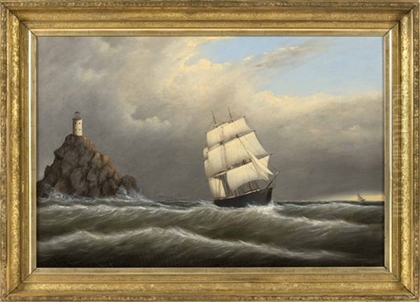 Lands End Light Coast Of England Oil Painting by Clement Drew