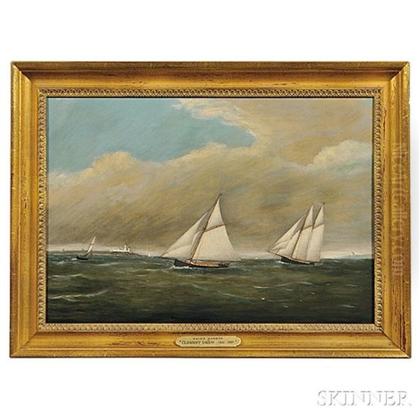 Yachts Off Baker Island Light, Salem Harbor Oil Painting by Clement Drew