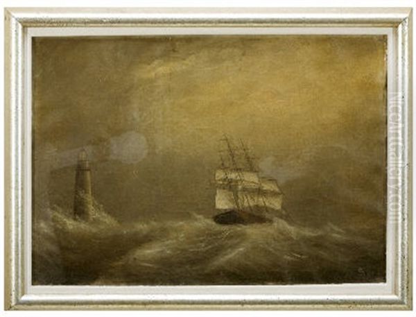 Minot's Light, Northeast Gust (+another; Pair) Oil Painting by Clement Drew