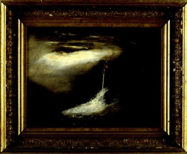 Night Storm Off Minot's Light Oil Painting by Clement Drew